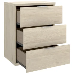 Comodino Marrone Rovere Grigio 3 Cassetti un Ripiano 34x42x57h cm, Piedini abs Antirumore e Antigraffio - Blythe