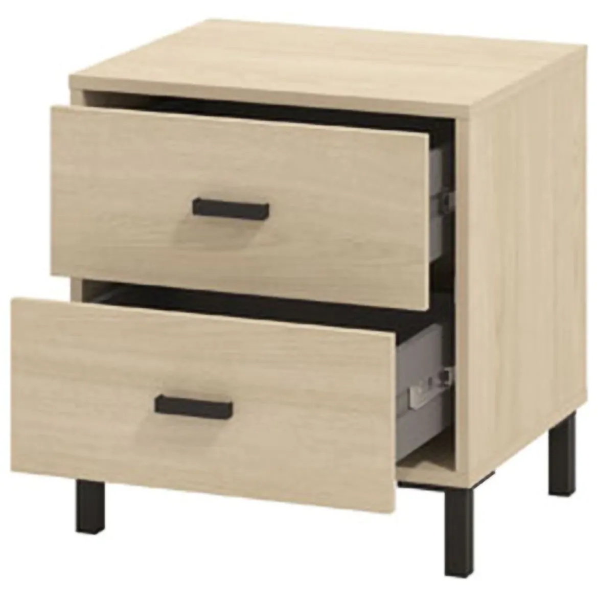 Comodino Marrone Rovere Nero Colore Struttura Nero Colore Ripiano Marrone 45x30x63h cm, Sfumatura Colore Struttura Rovere - Turgnano