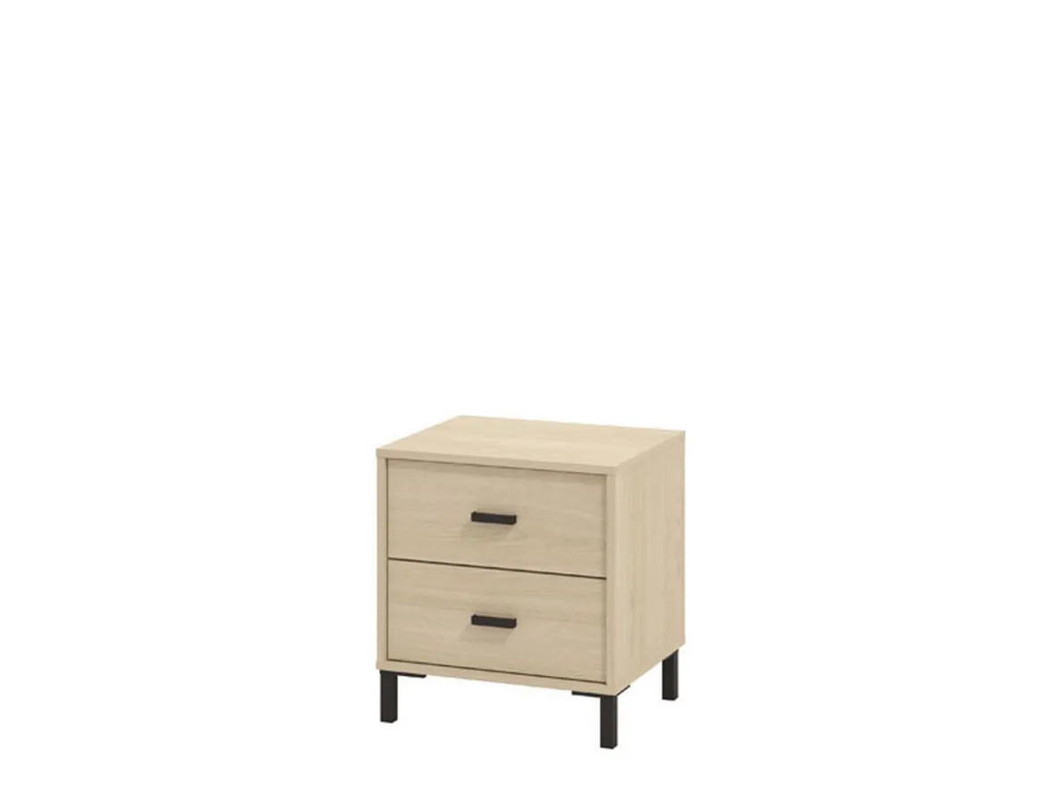 Comodino Marrone Rovere Nero Colore Struttura Nero Colore Ripiano Marrone 45x30x63h cm, Sfumatura Colore Struttura Rovere - Turgnano