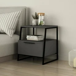 Comodino moderno antracite 45x40x50h cm - Alonso