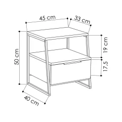 Comodino moderno antracite 45x40x50h cm - Alonso