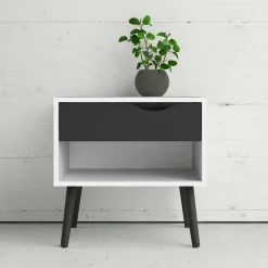 Comodino moderno bianco e nero 50x39x49h cm - Lucina
