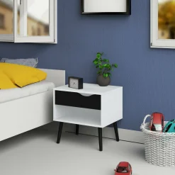 Comodino moderno bianco e nero 50x39x49h cm - Lucina
