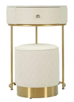 Comodino moderno bianco e oro 52x52x70h cm - Consolle Miscano