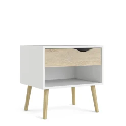 Comodino moderno bianco e quercia 50x39x49h cm - Lucina