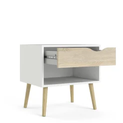 Comodino moderno bianco e quercia 50x39x49h cm - Lucina