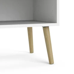 Comodino moderno bianco e quercia 50x39x49h cm - Lucina