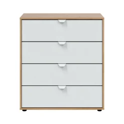 Comodino moderno bianco e rovere nodi 77x40x86h cm - Spinello