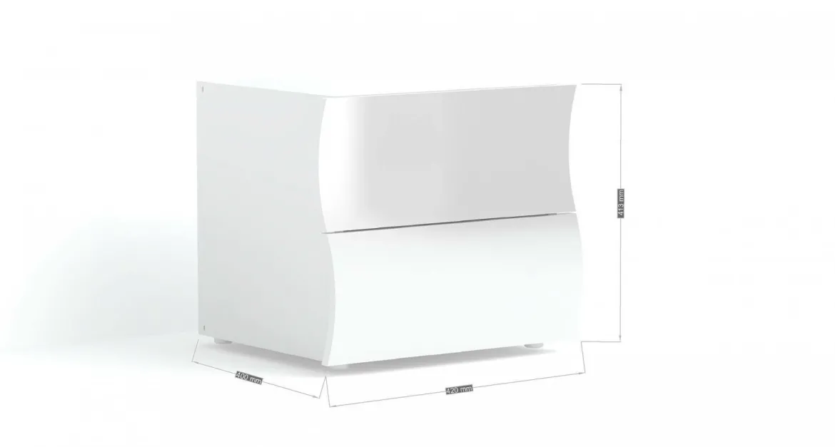 Comodino moderno bianco lucido 50x40x41h cm - Thanatos