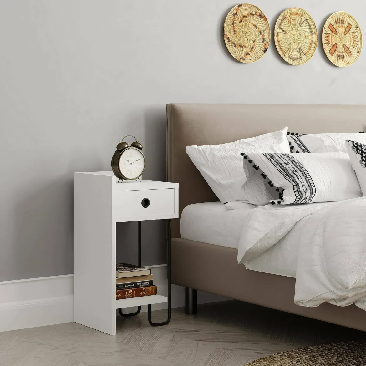 Comodino moderno bianco 32x30x61h cm - Cedro