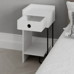 Comodino moderno bianco 32x30x61h cm - Cedro
