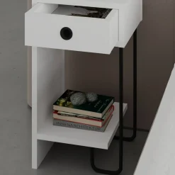 Comodino moderno bianco 32x30x61h cm - Cedro