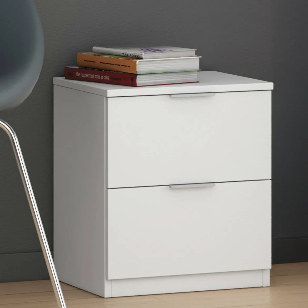 Comodino moderno bianco 38x33x45h cm - Artiglio