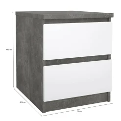 Comodino moderno cemento e bianco lucido 50x40x49h cm - Azar