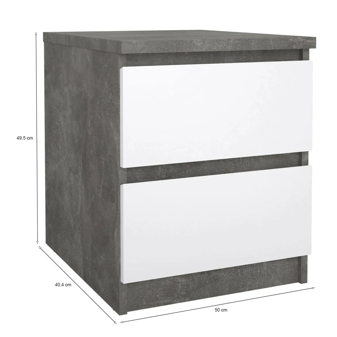 Comodino moderno cemento e bianco lucido 50x40x49h cm - Azar