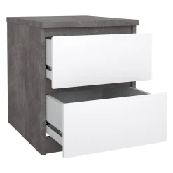 Comodino moderno cemento e bianco lucido 50x40x49h cm - Azar