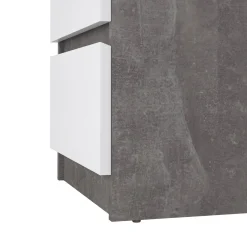 Comodino moderno cemento e bianco lucido 50x40x49h cm - Azar