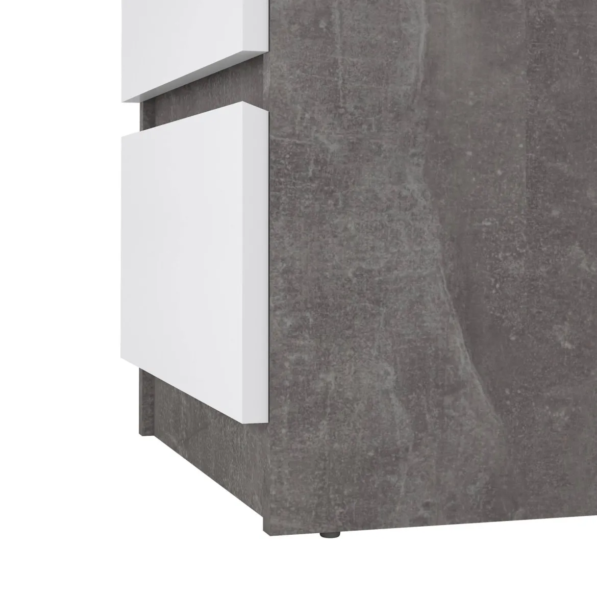 Comodino moderno cemento e bianco lucido 50x40x49h cm - Azar