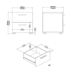 Comodino moderno quercia e bianco lucido 40x40x42h cm - Fedora