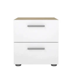Comodino moderno quercia e bianco lucido 40x40x42h cm - Fedora