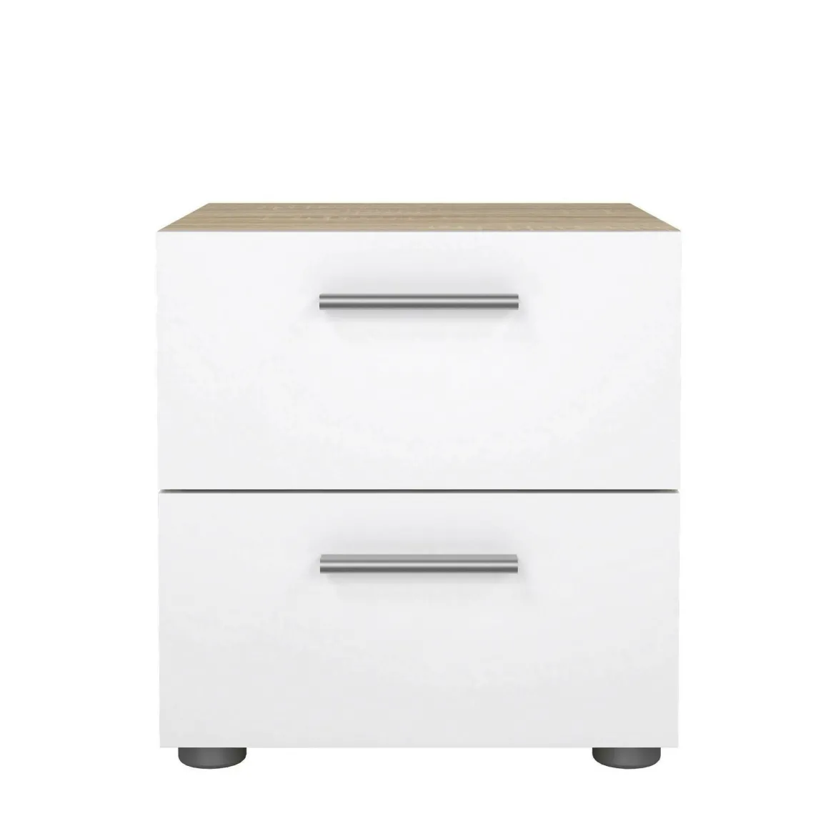 Comodino moderno quercia e bianco lucido 40x40x42h cm - Fedora