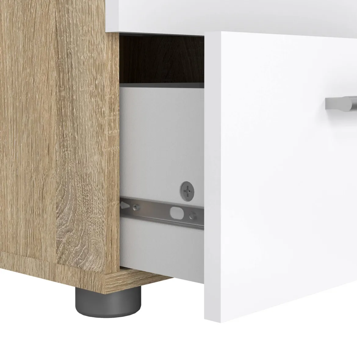Comodino moderno quercia e bianco lucido 40x40x42h cm - Fedora