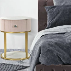 Comodino moderno rosa e bianco 42x42x48h cm - Gerhard