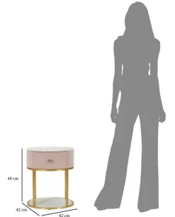 Comodino moderno rosa e bianco 42x42x48h cm - Gerhard