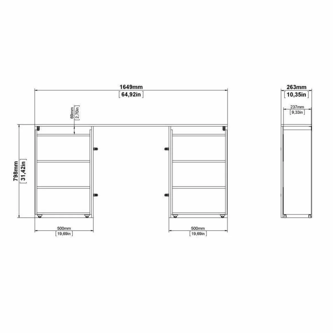 Comodino moderno rovere 37x30x48h cm - Kastri