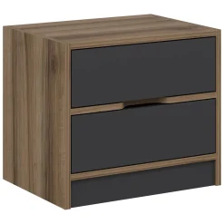 Comodino Nero Antracite Marrone Noce 4 Cassetti Apertura Scorrevole 54x40x47h cm, Chiusura Scorrevole - Legnago