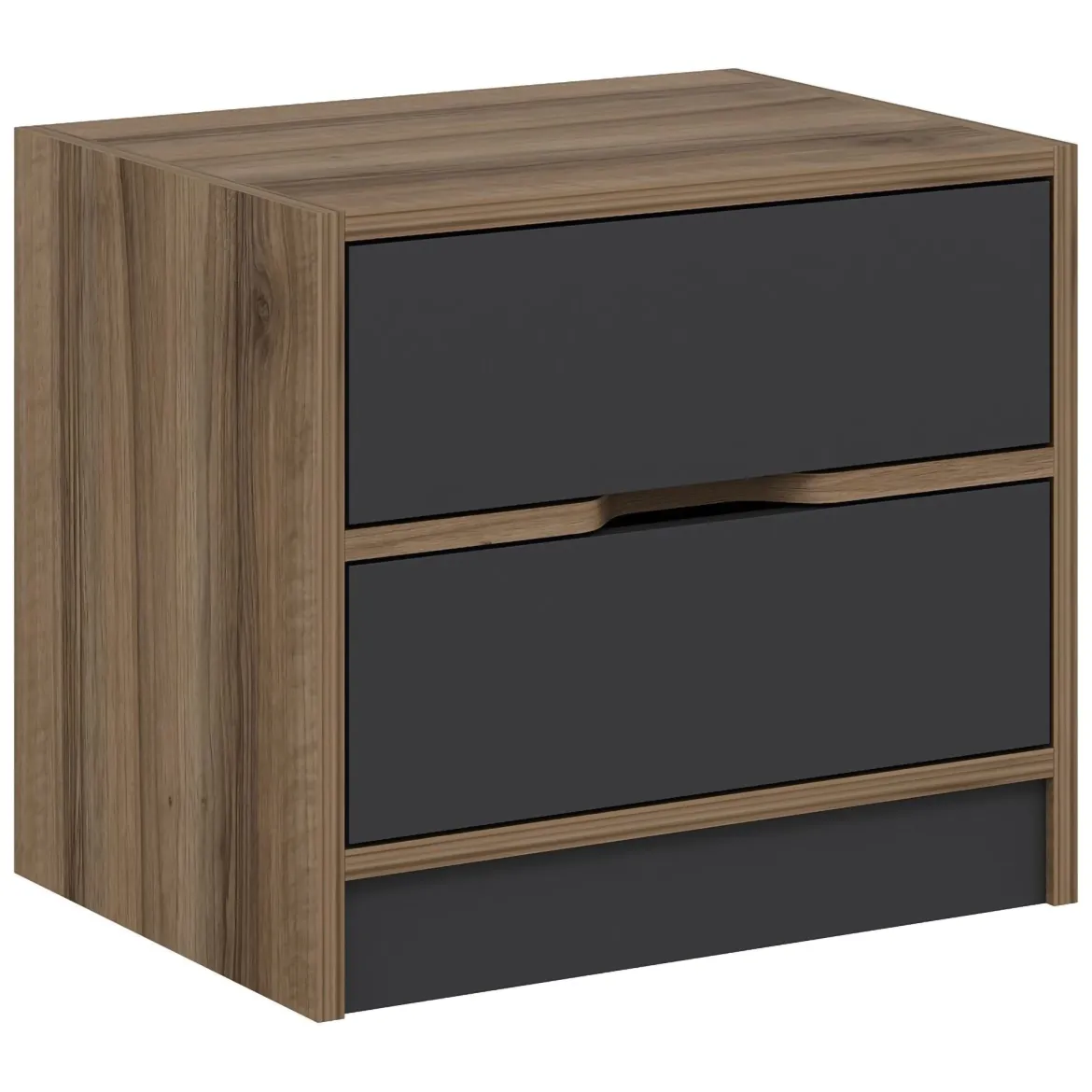 Comodino Nero Antracite Marrone Noce 4 Cassetti Apertura Scorrevole 54x40x47h cm, Chiusura Scorrevole - Legnago