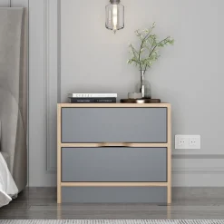 Comodino Nero Antracite Marrone Noce 4 Cassetti Apertura Scorrevole 54x40x47h cm, Chiusura Scorrevole - Legnago