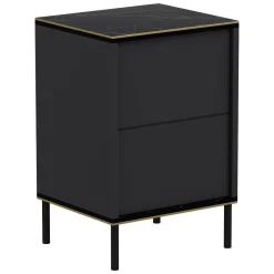 Comodino Nero Antracite oro un Ripiano Apertura Battente 40x35x60h cm, Un'anta - Vestone