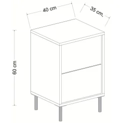 Comodino Nero Antracite oro un Ripiano Apertura Battente 40x35x60h cm, Un'anta - Vestone