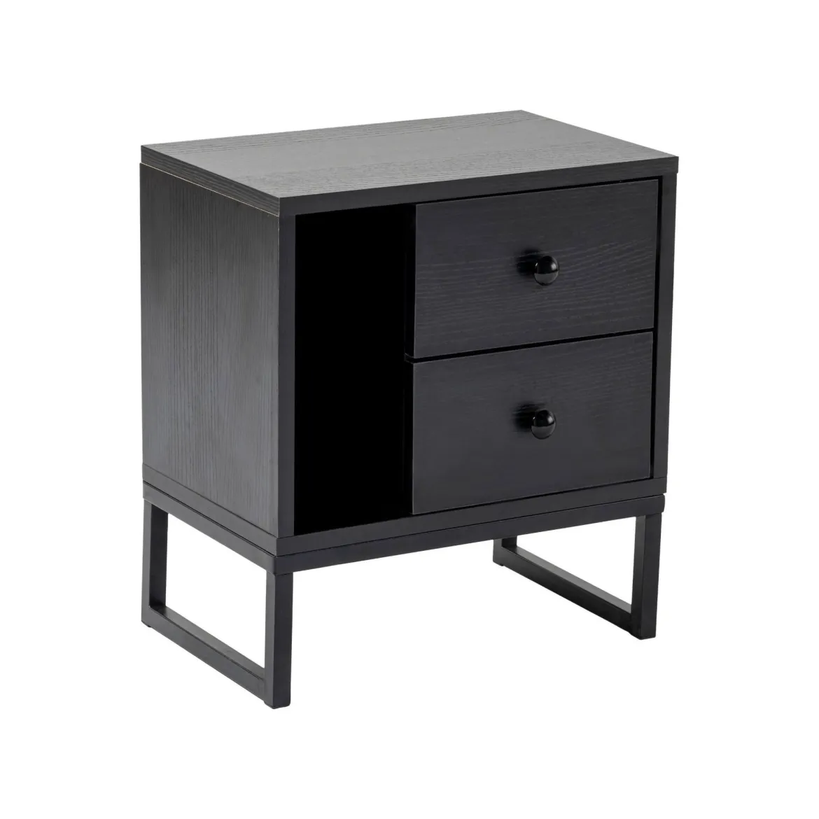 Comodino Rhiannon, 45x30 h50 cm, Nero