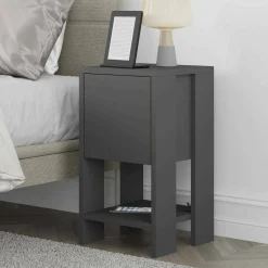 Comodino 2 ripiani antracite 30x30x55h cm - Filippa
