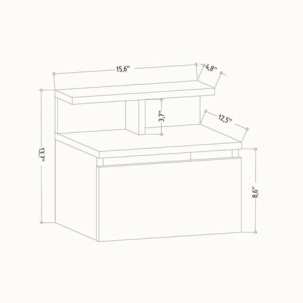 Comodino 2 ripiani antracite 39x31x35h cm - Auring
