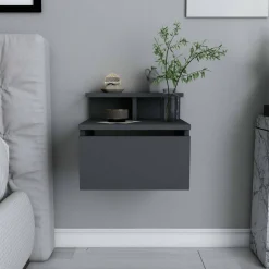 Comodino 2 ripiani antracite 39x31x35h cm - Auring