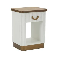Comodino 2 ripiani bianco e marrone 48x40x62h cm - Fagends