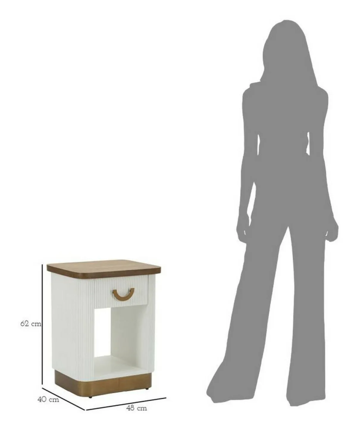 Comodino 2 ripiani bianco e marrone 48x40x62h cm - Fagends