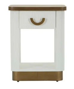 Comodino 2 ripiani bianco e marrone 48x40x62h cm - Fagends