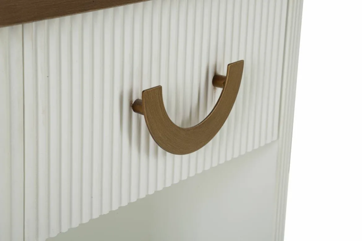 Comodino 2 ripiani bianco e marrone 48x40x62h cm - Fagends