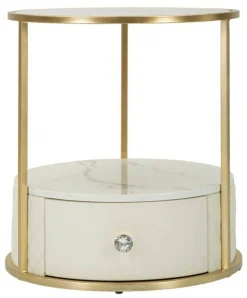 Comodino 2 ripiani bianco e oro 43x43x48h cm - Piandisco