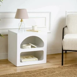 Comodino 3 ripiani bianco 50x38x50h cm - Nara