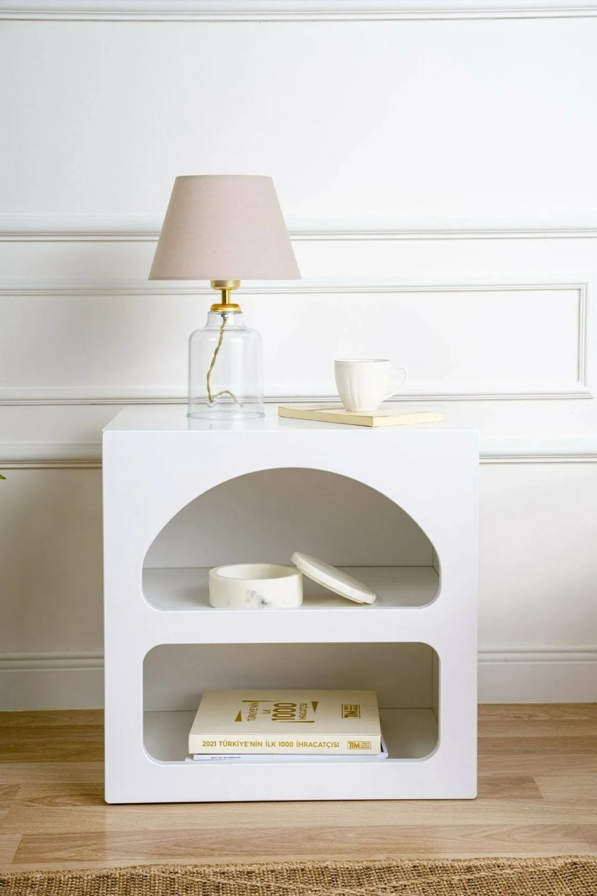 Comodino 3 ripiani bianco 50x38x50h cm - Nara