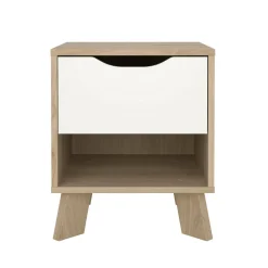 Comodino 2 ripiani rovere e bianco 40x39x47h cm - Zuglio