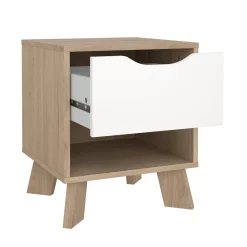 Comodino 2 ripiani rovere e bianco 40x39x47h cm - Zuglio