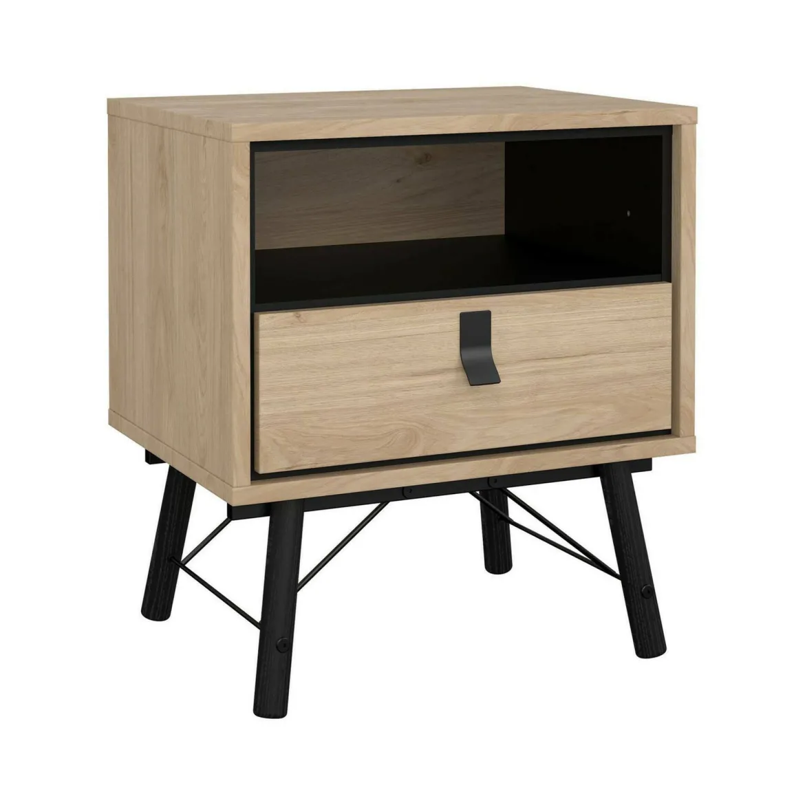 Comodino 2 ripiani rovere 53x40x59h cm - Chito