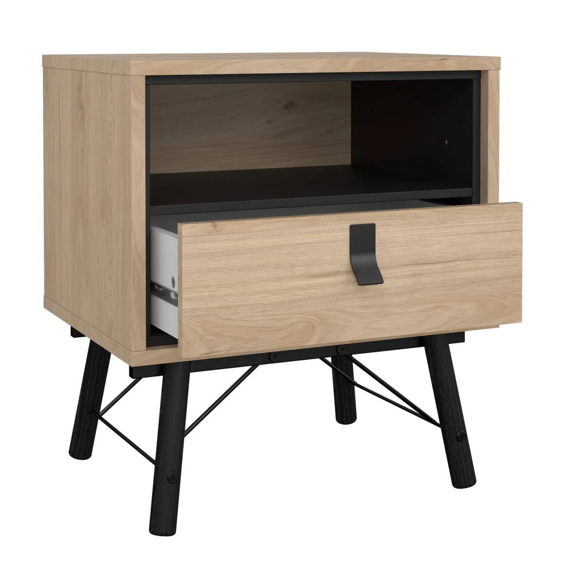 Comodino 2 ripiani rovere 53x40x59h cm - Chito