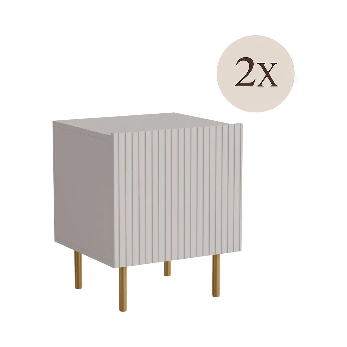 Comodino 1 ripiano beige 47x40x44h cm - Set di 2 comodini Revo